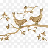 纸版雕刻枝头小鸟卡通素材-空若网 纸版雕刻枝头小鸟卡通素材-空若网