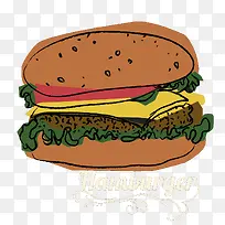 卡通手绘汉堡图案-空若网 卡通手绘汉堡图案-空若网