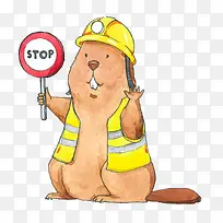 一只拿着STOP牌的土拨鼠-空若网 一只拿着STOP牌的土拨鼠-空若网