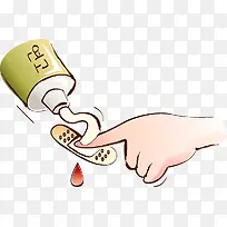 手指涂药膏卡通插画-空若网 手指涂药膏卡通插画-空若网