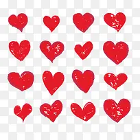 16款红色蜡笔绘爱心矢量素材-空若网 16款红色蜡笔绘爱心矢量素材-空若网