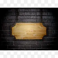 木板挂牌与砖墙背景-空若网 木板挂牌与砖墙背景-空若网