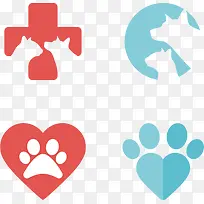 扁平化宠物元素标志矢量素材-空若网 扁平化宠物元素标志矢量素材-空若网