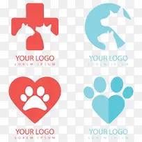扁平化宠物元素标志矢量素材-空若网 扁平化宠物元素标志矢量素材-空若网