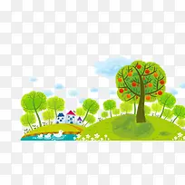 绿色卡通手绘地球日背景-空若网 绿色卡通手绘地球日背景-空若网