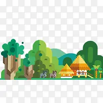 卡通手绘绿色踏青背景-空若网 卡通手绘绿色踏青背景-空若网