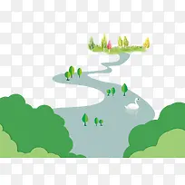 卡通手绘绿色踏青户外背景-空若网 卡通手绘绿色踏青户外背景-空若网