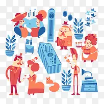 扁平化卡通形象素材-空若网 扁平化卡通形象素材-空若网