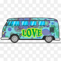 手绘蓝色大巴车汽车-空若网 手绘蓝色大巴车汽车-空若网