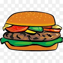 汉堡侧面彩绘简笔画食物-空若网 汉堡侧面彩绘简笔画食物-空若网