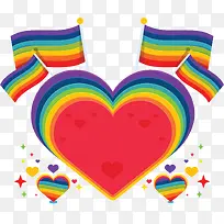彩虹小旗爱心海报-空若网 彩虹小旗爱心海报-空若网