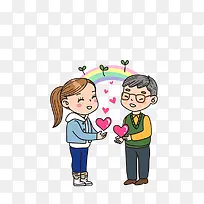 免抠卡通献爱心的女孩-空若网 免抠卡通献爱心的女孩-空若网