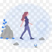 创意时尚散步人物插画装饰-空若网 创意时尚散步人物插画装饰-空若网