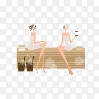 卡通美女聊天插画-空若网 卡通美女聊天插画-空若网