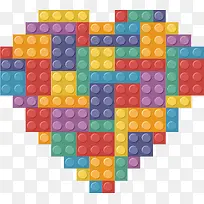 彩色积木拼图爱心-空若网 彩色积木拼图爱心-空若网