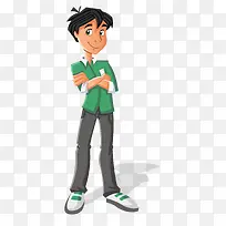 卡通穿绿色衬衫的男性人物设计-空若网 卡通穿绿色衬衫的男性人物设计-空若网