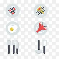 矢量美食餐具鸡蛋龙虾图标-空若网 矢量美食餐具鸡蛋龙虾图标-空若网