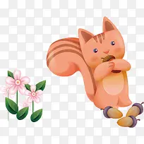 松鼠动物松子花背景素材-空若网 松鼠动物松子花背景素材-空若网