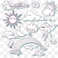 卡通天气标签矢量素材-空若网 卡通天气标签矢量素材-空若网