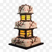 粉色复古婚礼樱花蛋糕-空若网 粉色复古婚礼樱花蛋糕-空若网