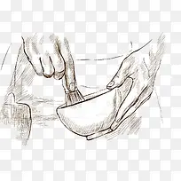 手绘手和碗-空若网 手绘手和碗-空若网