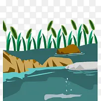 卡通手绘水彩河流背景-空若网 卡通手绘水彩河流背景-空若网