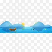 卡通手绘蓝色河流-空若网 卡通手绘蓝色河流-空若网