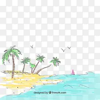 海滩手绘下载-空若网 海滩手绘下载-空若网