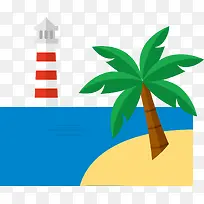 矢量海边椰树灯塔-空若网 矢量海边椰树灯塔-空若网