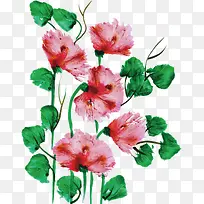 粉红水彩植物花丛-空若网 粉红水彩植物花丛-空若网