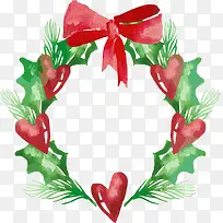 红色爱心圣诞节花环-空若网 红色爱心圣诞节花环-空若网