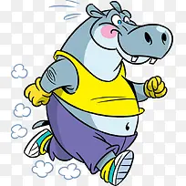 跑步卡通河马-空若网 跑步卡通河马-空若网