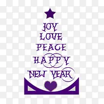 紫色星星爱心英文圣诞树-空若网 紫色星星爱心英文圣诞树-空若网