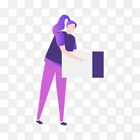 拿快递女性人物插画矢量图-空若网 拿快递女性人物插画矢量图-空若网