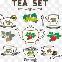 矢量手绘茶杯和茶壶-空若网 矢量手绘茶杯和茶壶-空若网