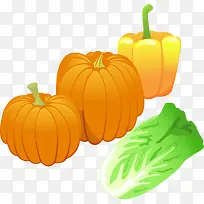 南瓜白菜辣椒PNG矢量素材-空若网 南瓜白菜辣椒PNG矢量素材-空若网