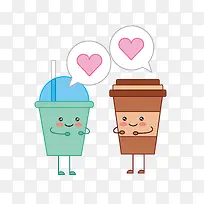 卡通可爱的一对咖啡一见钟情-空若网 卡通可爱的一对咖啡一见钟情-空若网