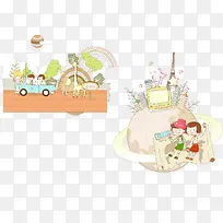 儿童旅行梦幻插画-空若网 儿童旅行梦幻插画-空若网