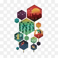 矢量六边形装饰-空若网 矢量六边形装饰-空若网