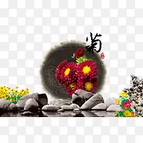 古风菊花背景免抠素材-空若网 古风菊花背景免抠素材-空若网