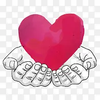 矢量手绘手捧红心-空若网 矢量手绘手捧红心-空若网