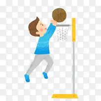 彩色扁平化投篮卡通插画-空若网 彩色扁平化投篮卡通插画-空若网