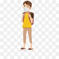 学生男孩戴口罩手绘-空若网 学生男孩戴口罩手绘-空若网