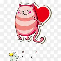 卡通粉色剪纸猫矢量图-空若网 卡通粉色剪纸猫矢量图-空若网