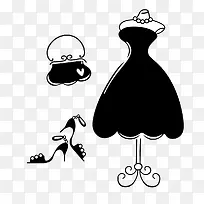 卡通时尚服装搭配黑白画-空若网 卡通时尚服装搭配黑白画-空若网