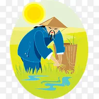 扁平风农田插秧水稻农民插画-空若网 扁平风农田插秧水稻农民插画-空若网