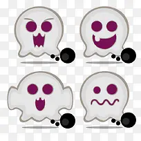 4款可爱白色幽灵矢量素材-空若网 4款可爱白色幽灵矢量素材-空若网
