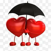 卡通手绘雨伞下的爱心-空若网 卡通手绘雨伞下的爱心-空若网
