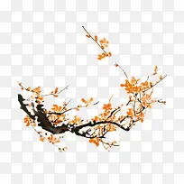 橙色中国风花枝装饰图案-空若网 橙色中国风花枝装饰图案-空若网