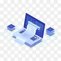 蓝色电脑笔记本元素-空若网 蓝色电脑笔记本元素-空若网